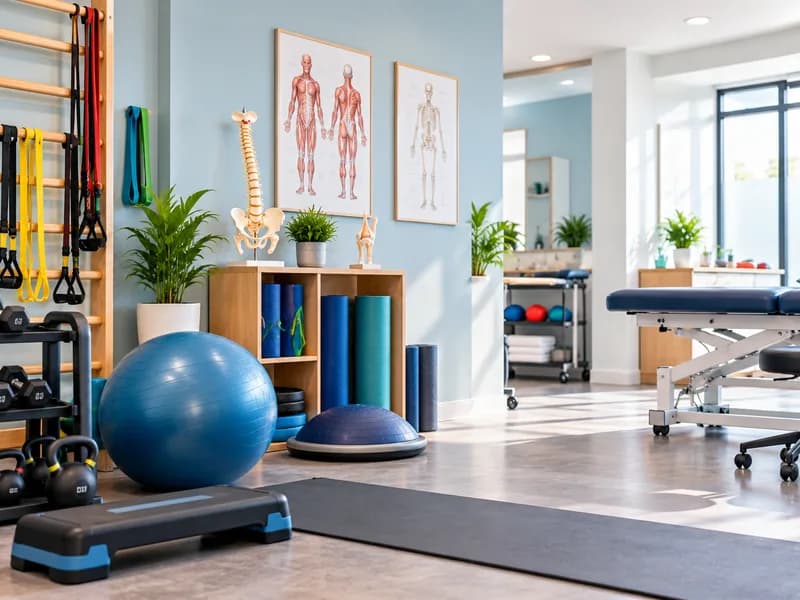 Rehabilitation area with exercise equipment at Mayfield Therapeutics